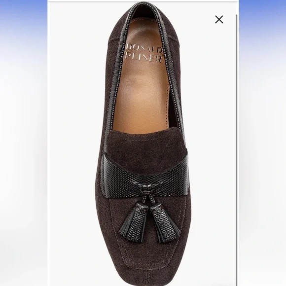 Donald J. Pliner Shoes - Donald J. Pliner Dark Brown Suede Tassel Loafer with Textured Band